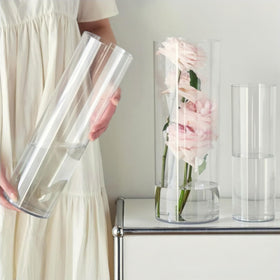 Lesediy clear acrylic cylinder vase small 4x12 inches for elegant centerpieces