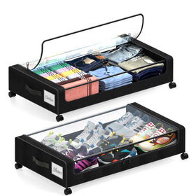 LESHZHEN under bed storage with wheels, 2-pack, smooth rolling access