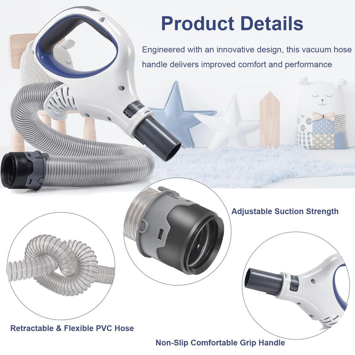 LesinaVac blue hose handle for Shark NV501 enhances reach and flexibility during cleaning.