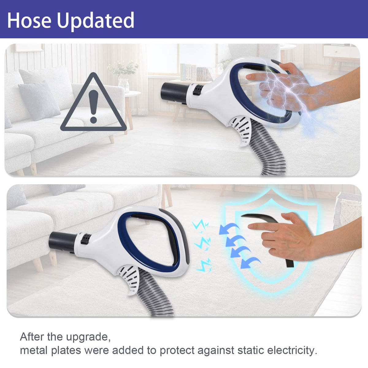 LesinaVac blue hose handle for Shark NV505 enhances reach and flexibility during cleaning.