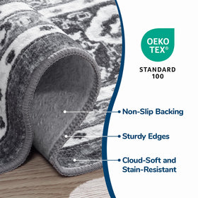 Lessymo low-pile 0.16-inch rug fits under doors and beneath furniture without snagging.