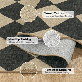 Lessymo Checkered 3x5 rug in bedroom with neutral, versatile look.