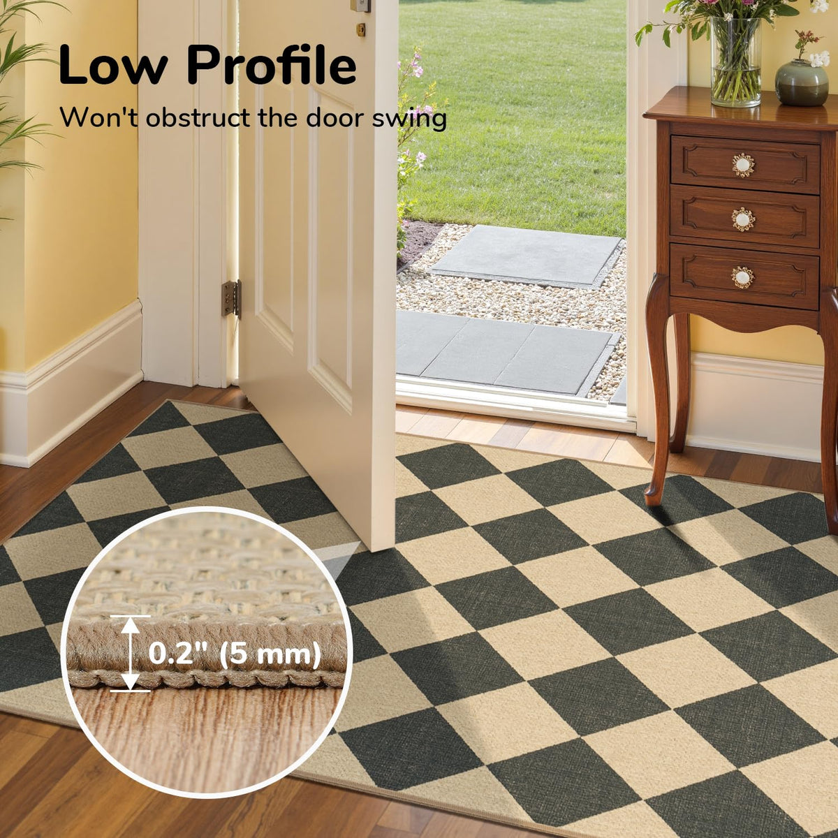 Lessymo door-mat rug enhances entry with grip.