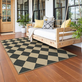 Lessymo Checkered 3x5 rug in hallway provides secure, non-slip surface.