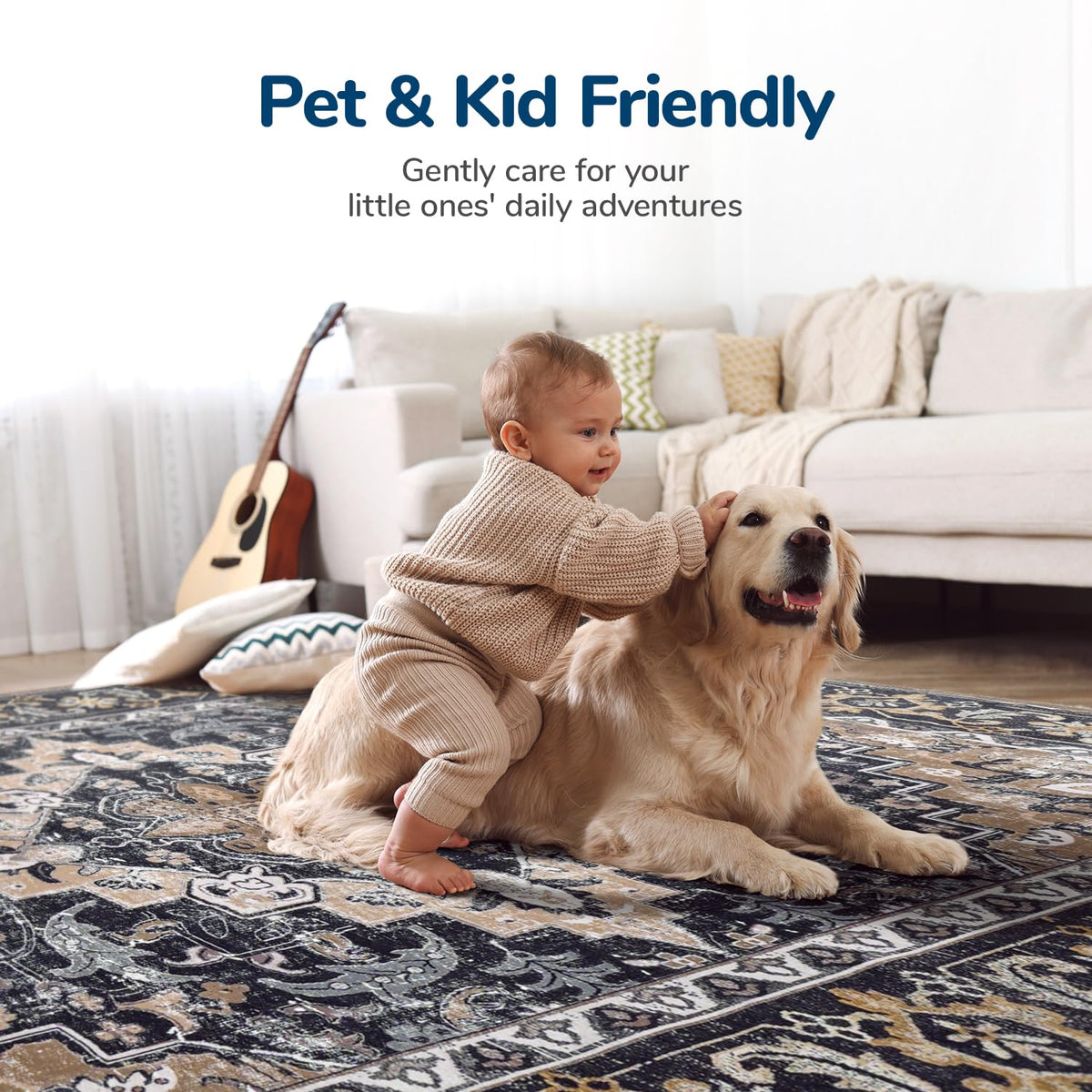 Lessymo machine washable rug simplifies deep cleaning.