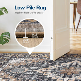 Lessymo rug with non-slip backing stays securely in place.
