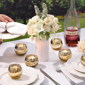 Letine gold mercury glass candle holder for Valentine's Day décor