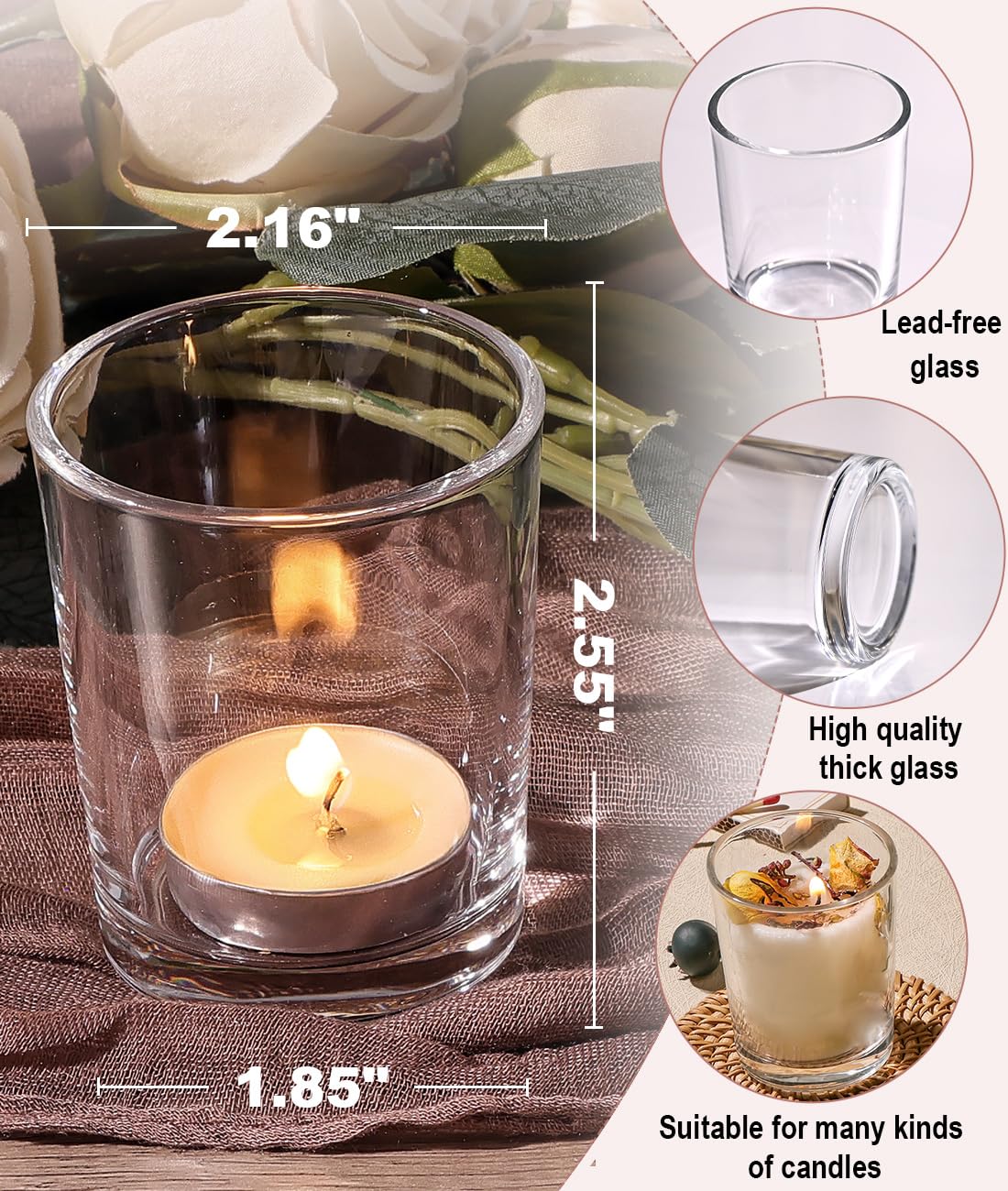 Letine protective packaging preserves votive holders during shipping.