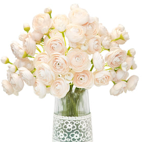 Letjolt Ranunculus artificial flowers in light champagne for elegant wedding bouquets.