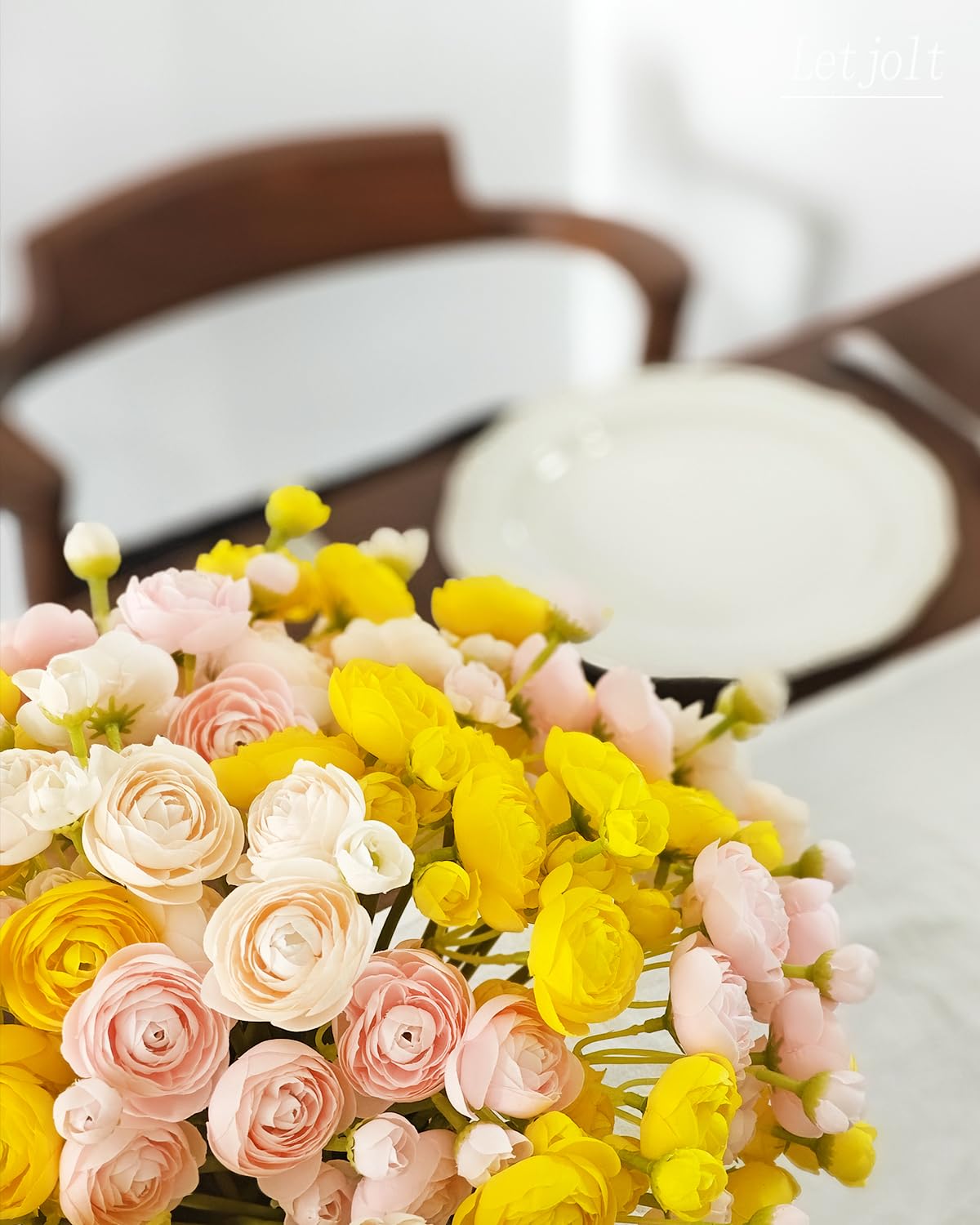 Letjolt Ranunculus silk flowers in champagne tones are easy to arrange.