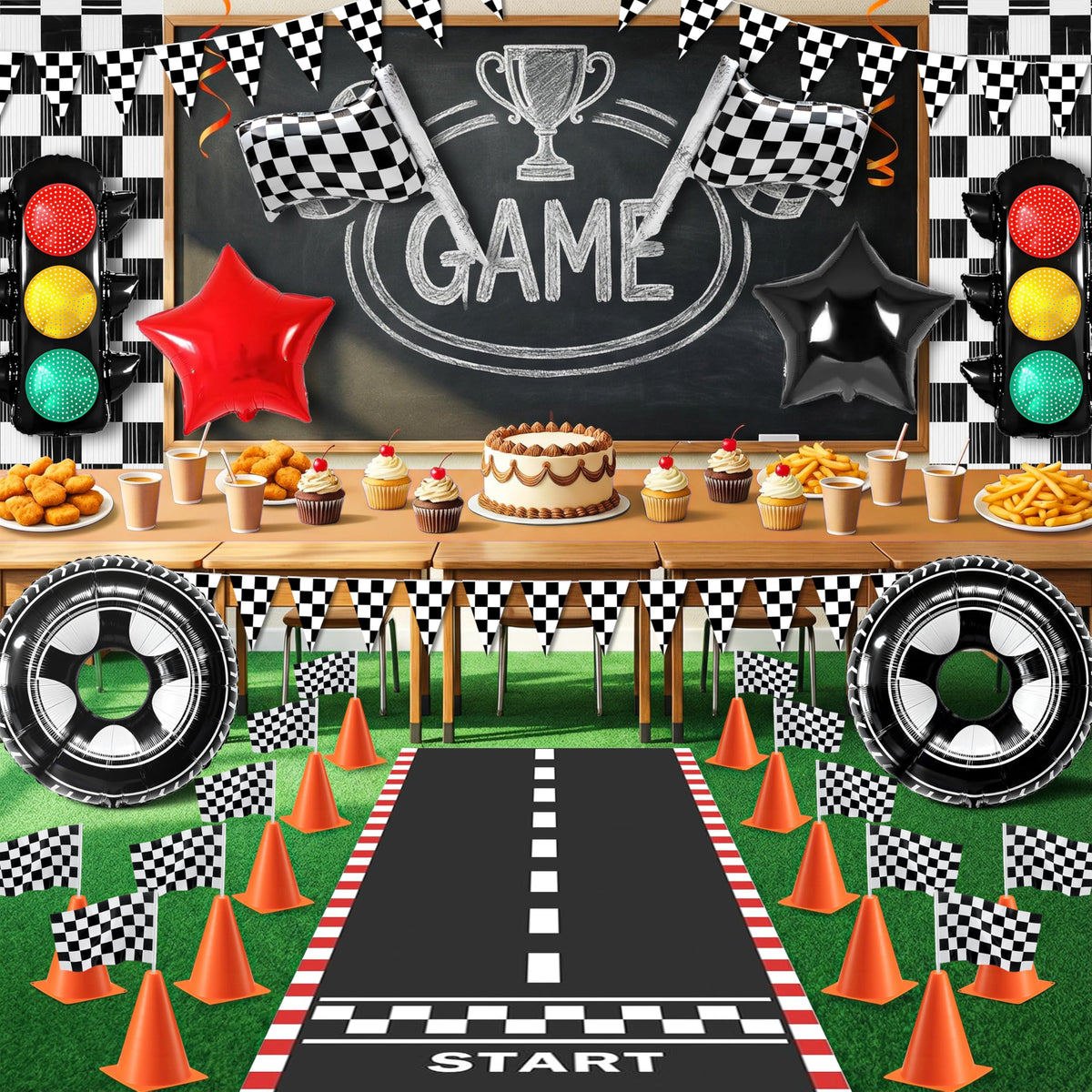 Letsroar checkered flags provide authentic track flair for photos.
