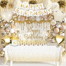 Letsroar gold birthday arch adds elegant white and gold flair for photo-perfect celebrations.