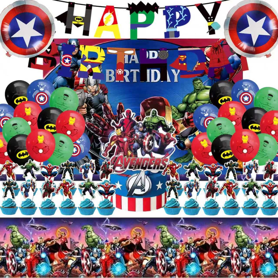 Leuaxmy Avengers banner decorates the party space with heroic vibes