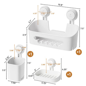 Removable caddy lets you move storage between shower and countertop for versatile organization.