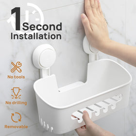 Leverloc bathroom organizer: toothbrush holder and soap dish stay within reach after quick install.