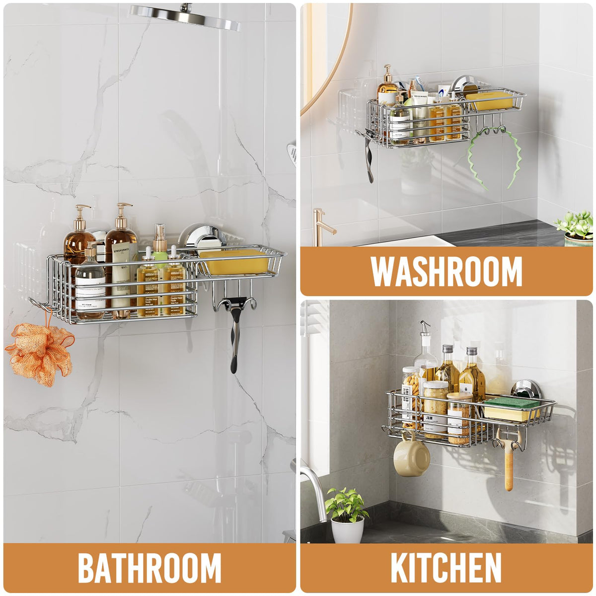 LEVERLOC all-around drainage keeps bath products dry after use.