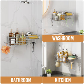 LEVERLOC all-around drainage keeps bath products dry after use.