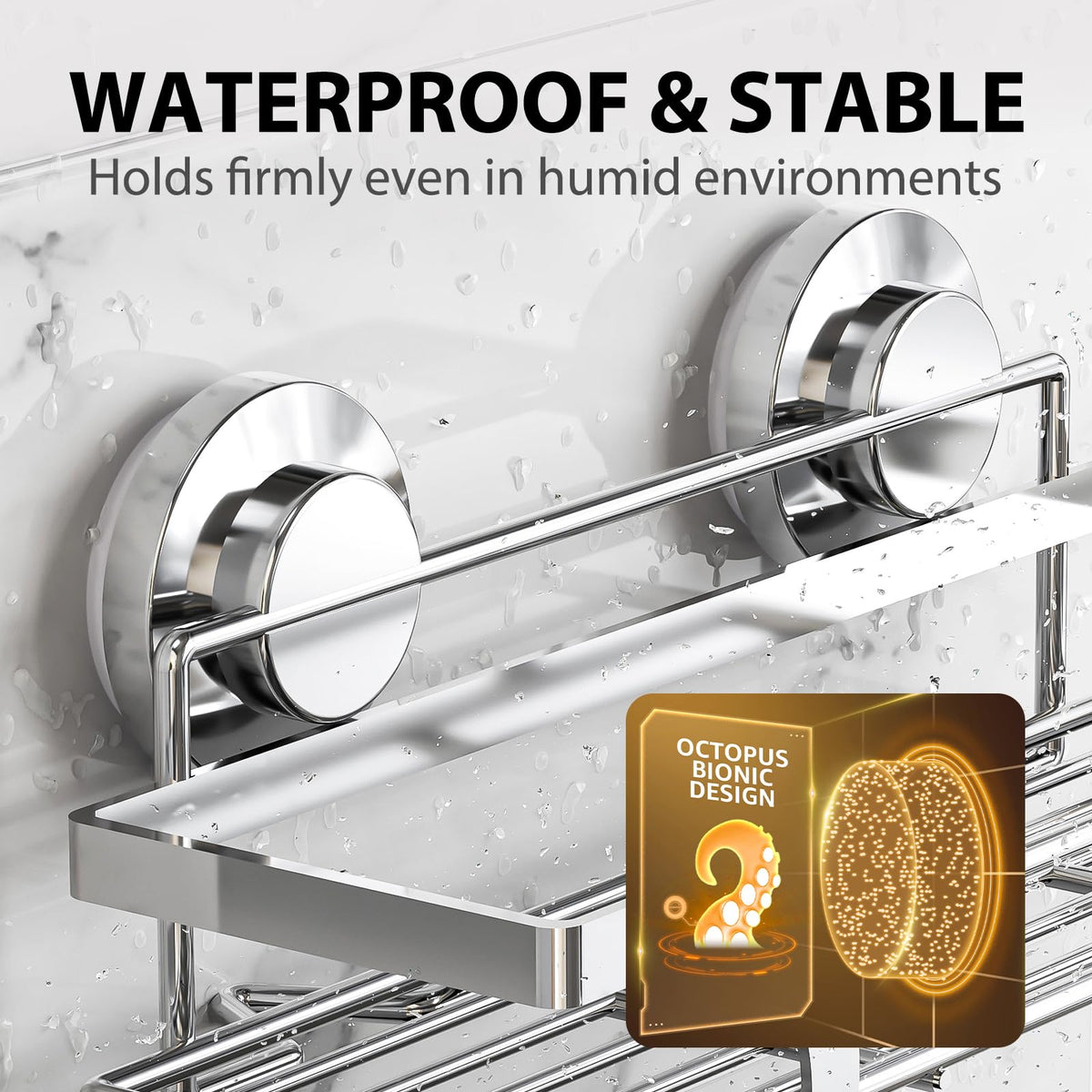 LEVERLOC drainage design helps water flow away for a drier bath.