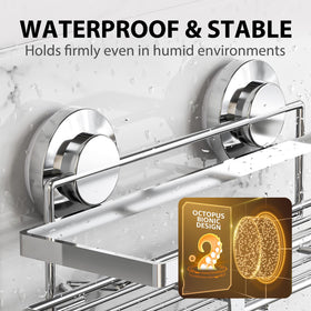 LEVERLOC drainage design helps water flow away for a drier bath.