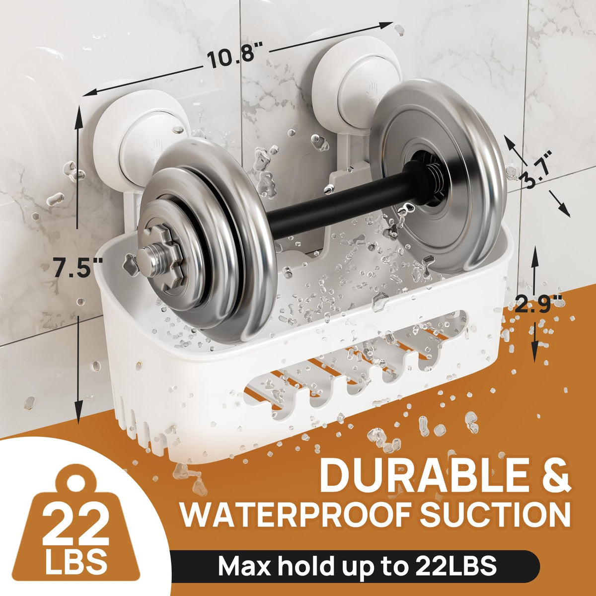 LEVERLOC multifunctional shower caddy used in the bath for compact storage.