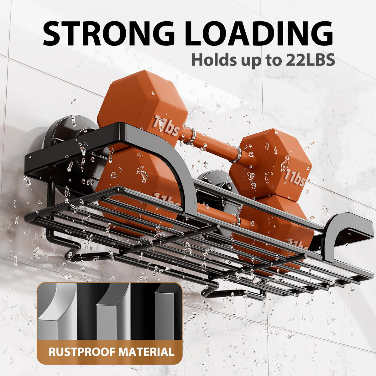 LEVERLOC no-drill bathroom organizer on smooth surface enables tool-free setup