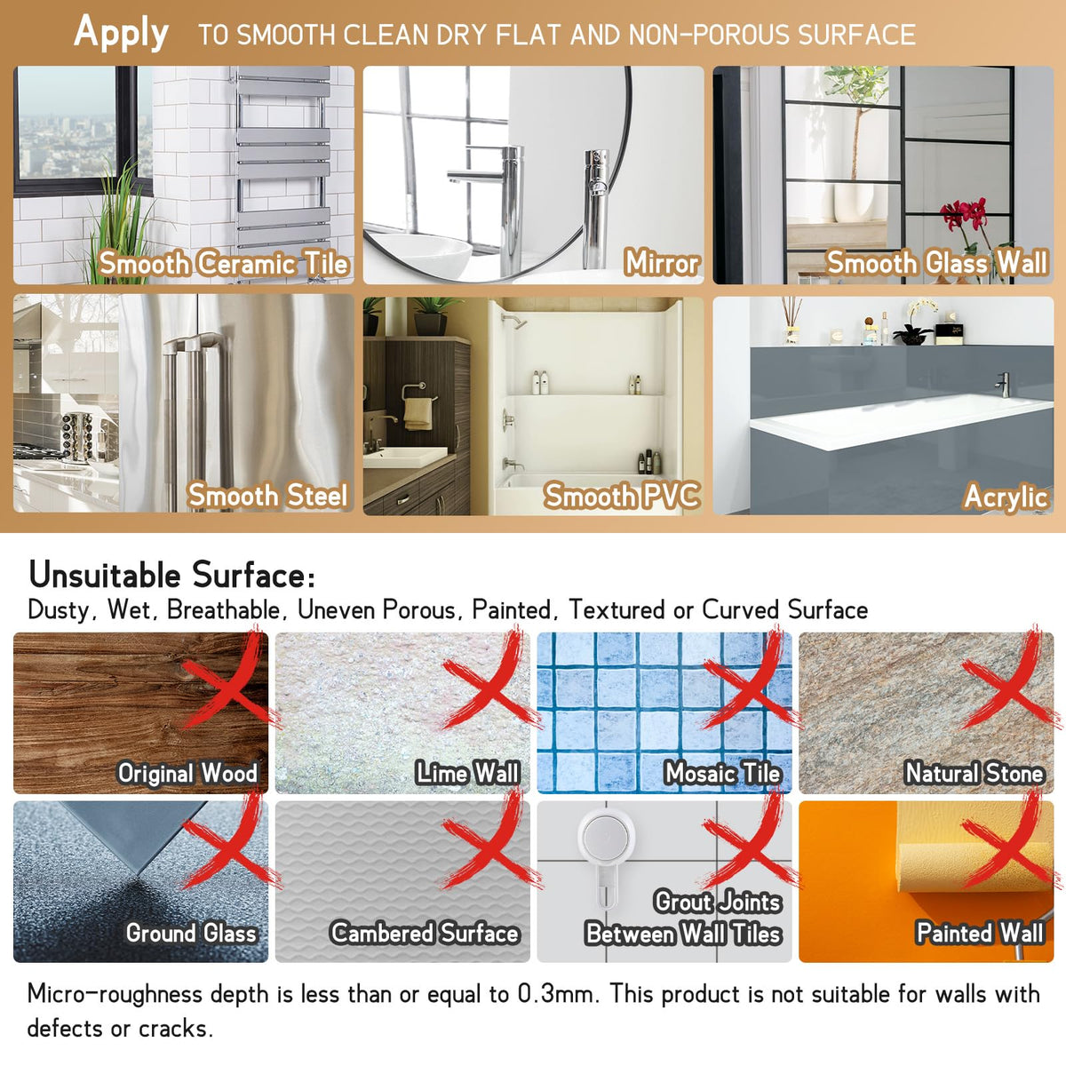 LEVERLOC removable suction allows repositioning without wall damage.