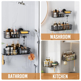 LEVERLOC rustproof stainless-steel rack resists corrosion in wet bathrooms.