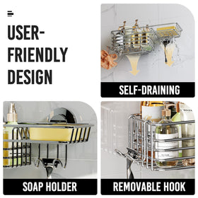 LEVERLOC compact shower caddy ideal for small bathrooms.