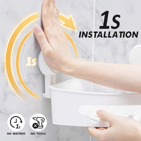 LEVERLOC shower caddy drainage bottom keeps cosmetics dry and organized after use.