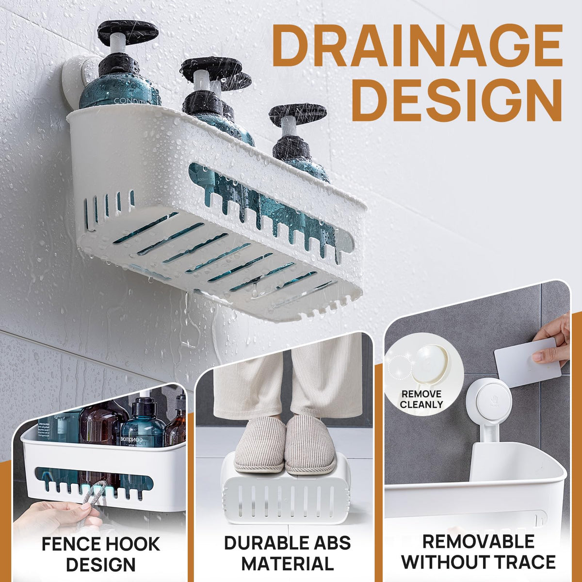 All-around drainage and inclined bottom keep products dry and clean.