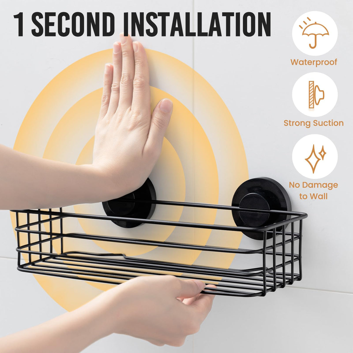 LEVERLOC hooks and soap holder keeps razors and soap within easy reach.