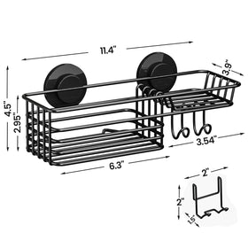 LEVERLOC Shower Caddy hooks holding towels and razors neatly.