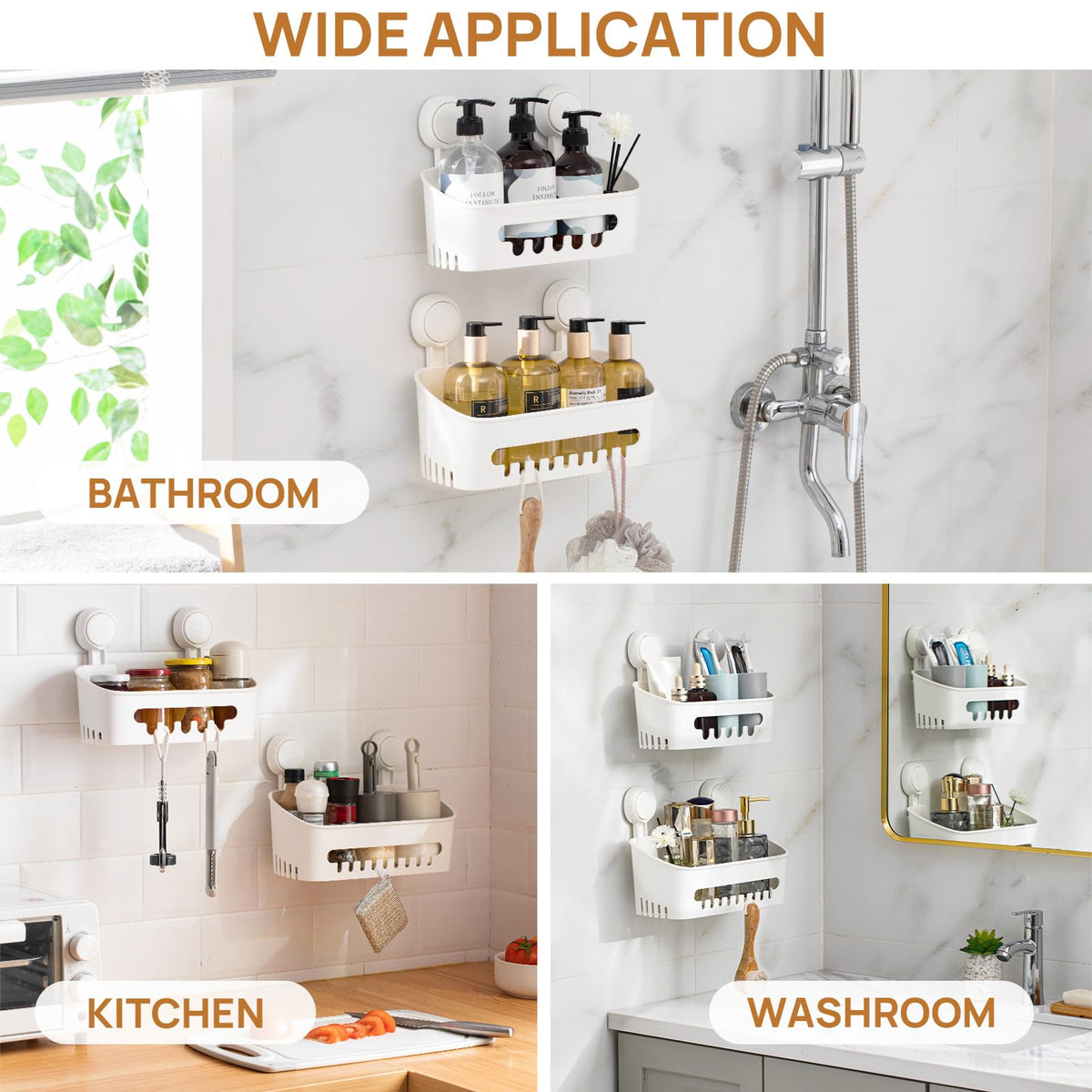 Removable basket offers versatile use beyond the shower.