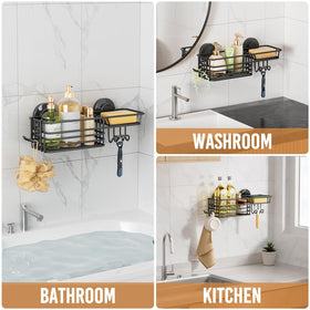 LEVERLOC Shower Caddy removable suction allows flexible placement.