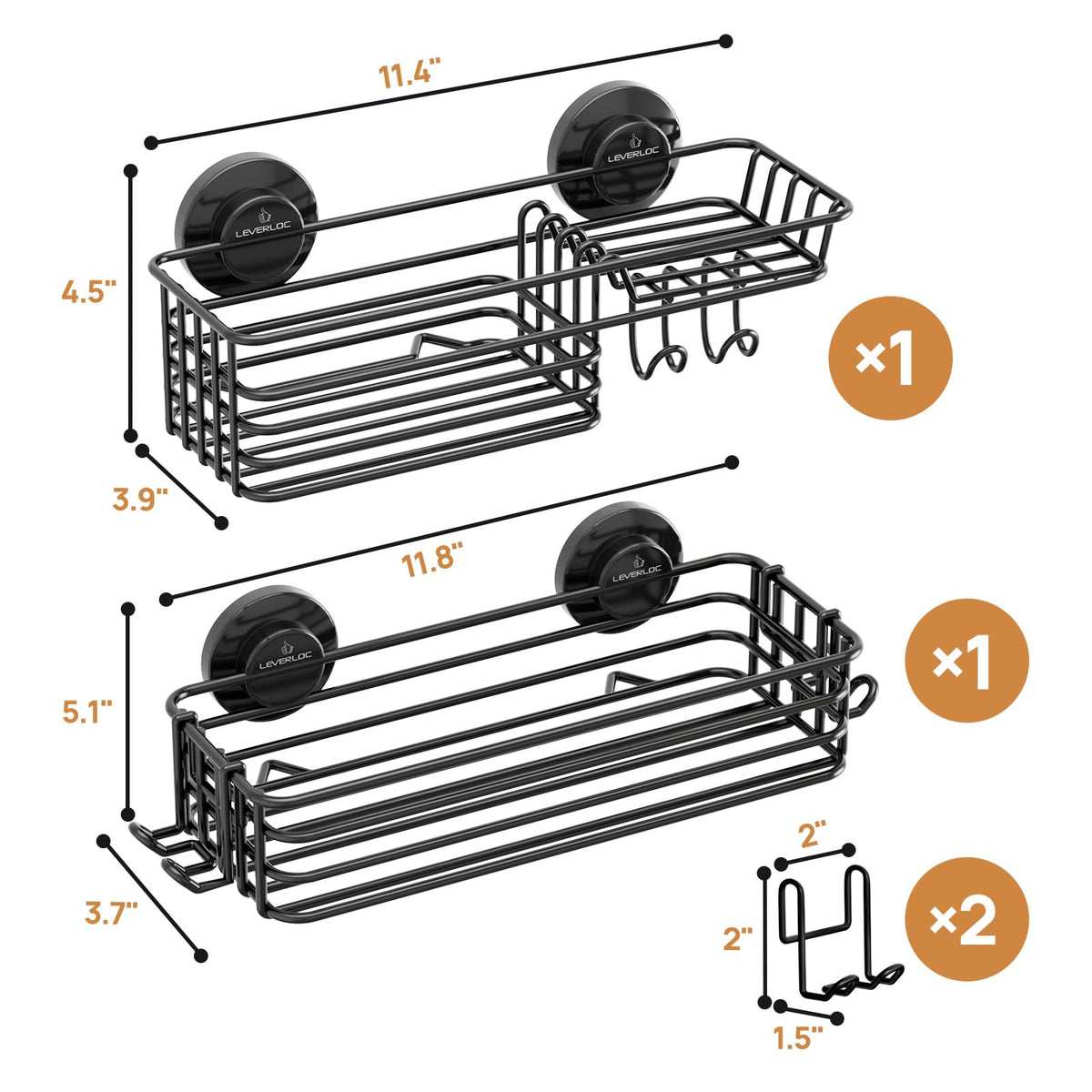 LEVERLOC rustproof stainless steel shelf resists moisture over time.