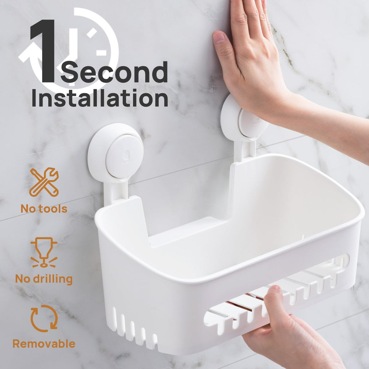 LEVERLOC small basket stores shampoo keeping shower shelf tidy