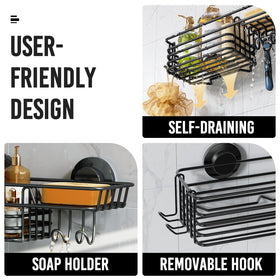 LEVERLOC Shower Caddy stainless steel body resists rust in damp bathrooms.