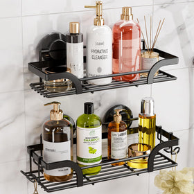 LEVERLOC shower caddy suction 2-pack on tile for clutter-free storage
