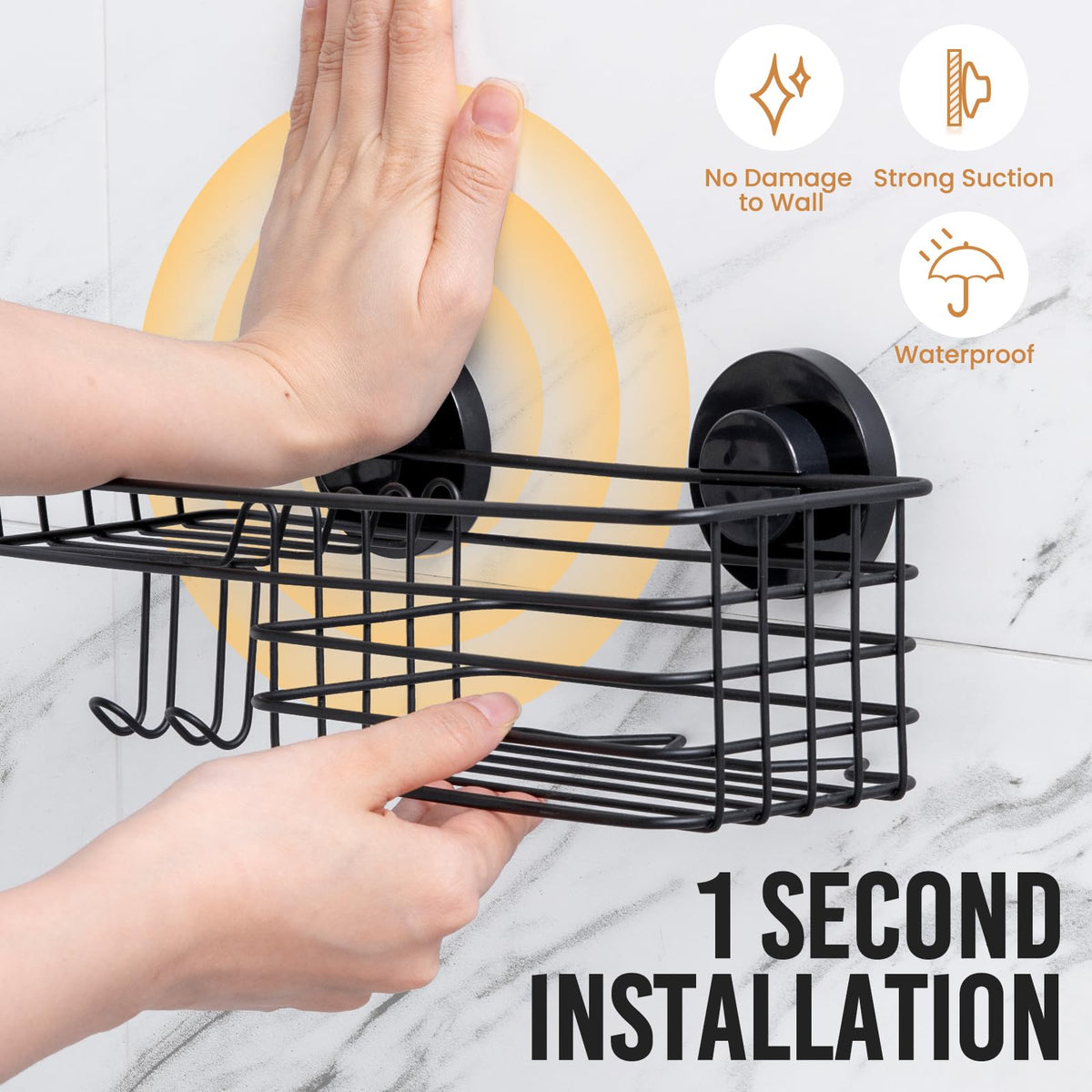 LEVERLOC 2-pack caddy hooks hold razors and towels conveniently.