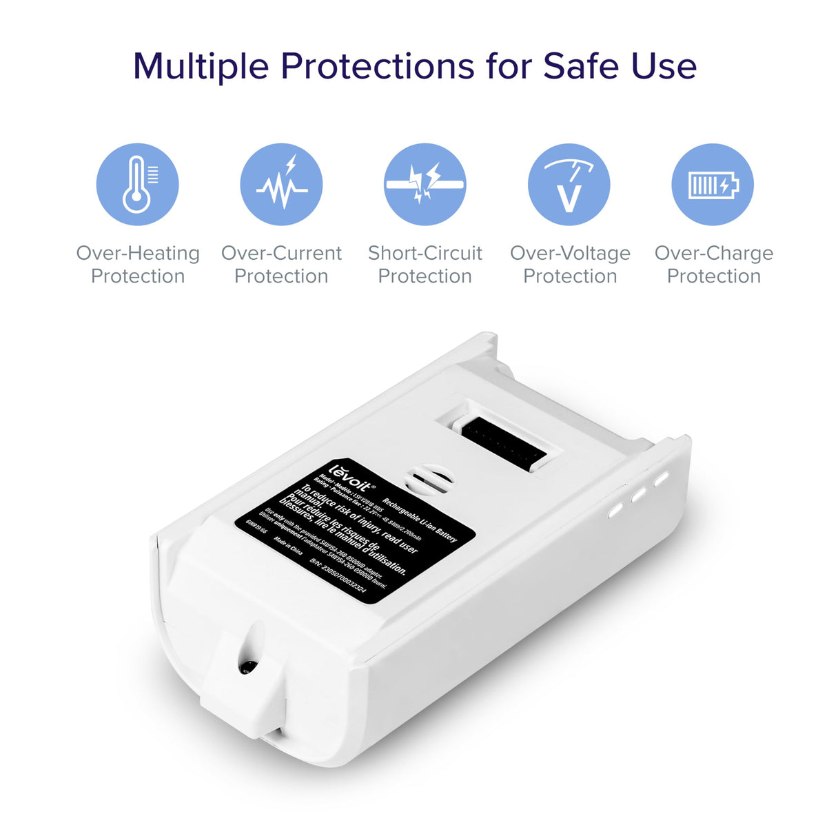 Levoit LVAC-200 battery runtime highlight, supports longer cleaning without frequent recharges