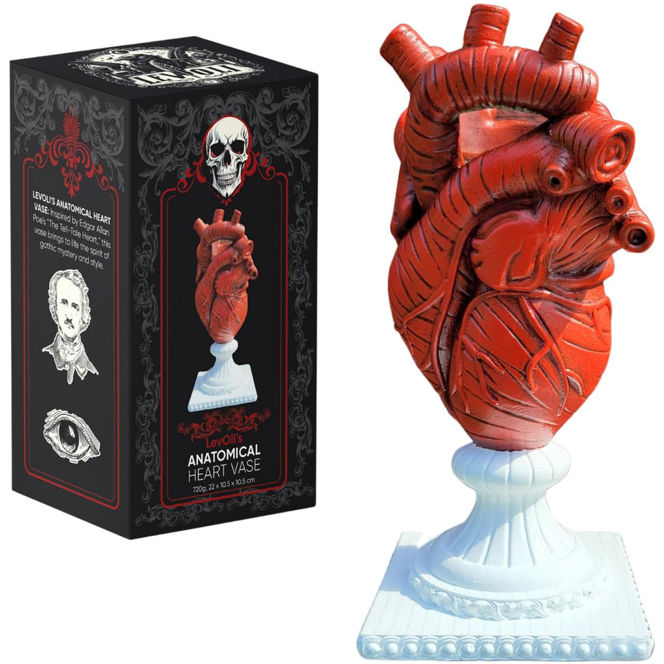 LevOli Gothic Anatomical Heart Vase front view for dramatic floral display