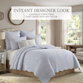 Levtex Home Martha Stripe King sham pair complements the quilt with coordinated elegance.