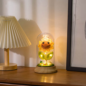 Levvohd transparent dome showcases the colorful sunflower under soft light