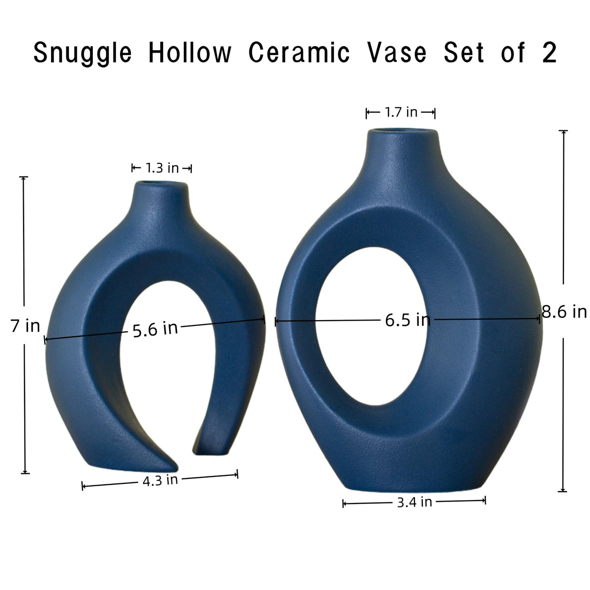 Levvohd Snuggle Hollow vase side view showing coordinated navy two-pack styling.