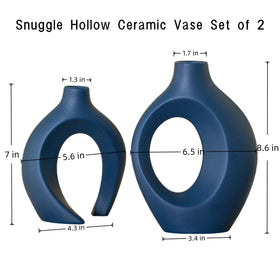 Levvohd Snuggle Hollow vase side view showing coordinated navy two-pack styling.