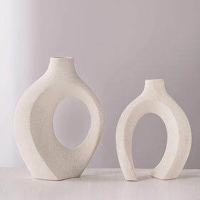 Levvohd vase displayed in living room for minimalist, calm decor.