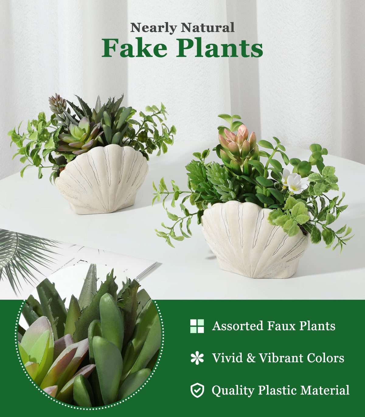 Lewondr artificial succulent close-up highlighting lifelike color and texture