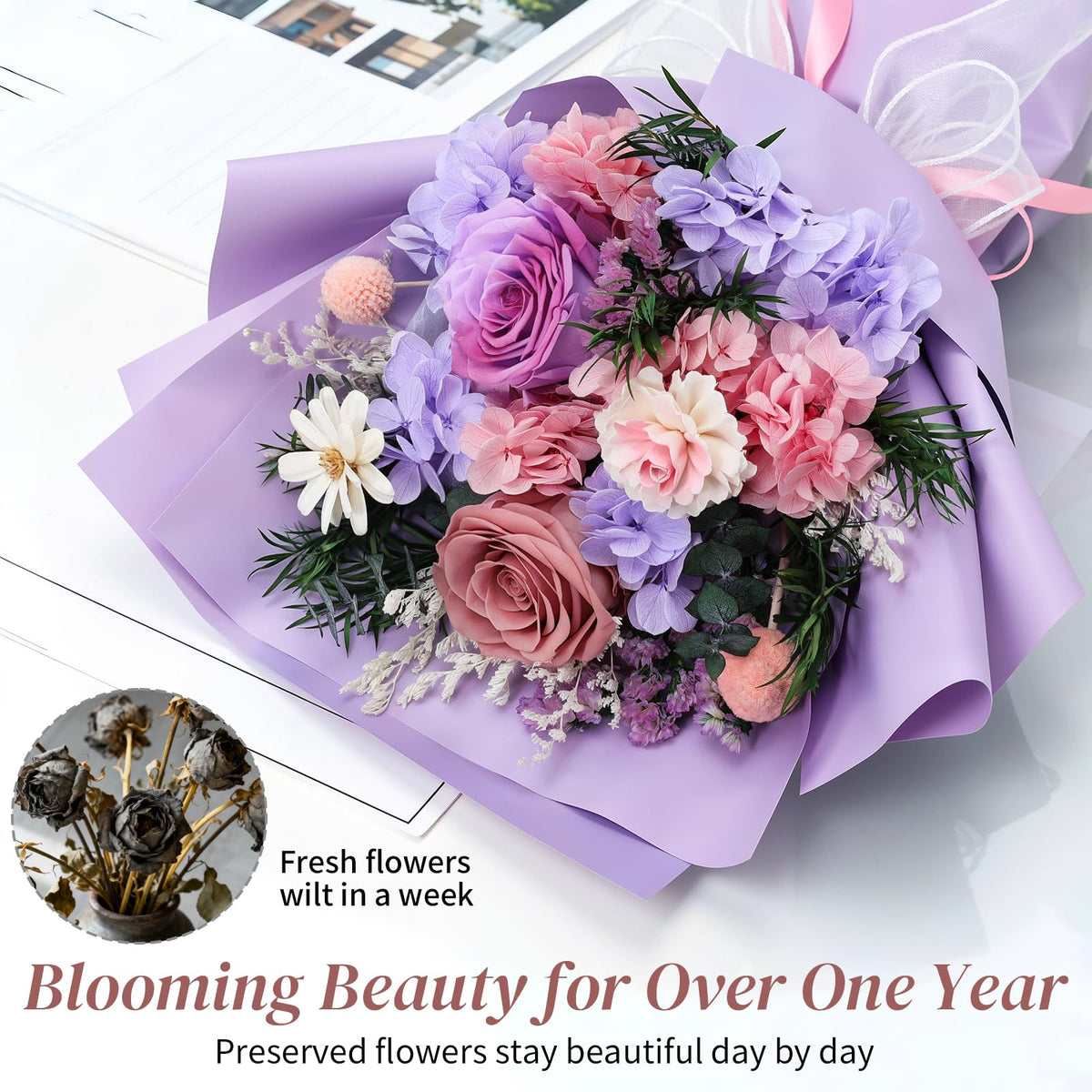 Lewondr dried flower accents add timeless elegance to desks and shelves.