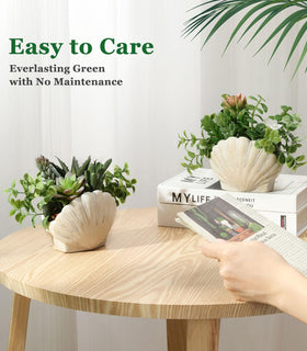 Lewondr fake plants used as desk decor for a tidy workspace