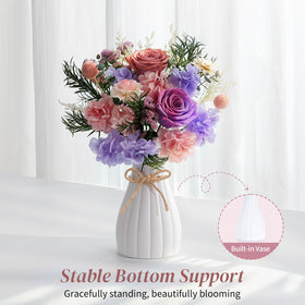 Lewondr purple rose bouquet featuring two plump preserved roses for a lasting romantic gift.